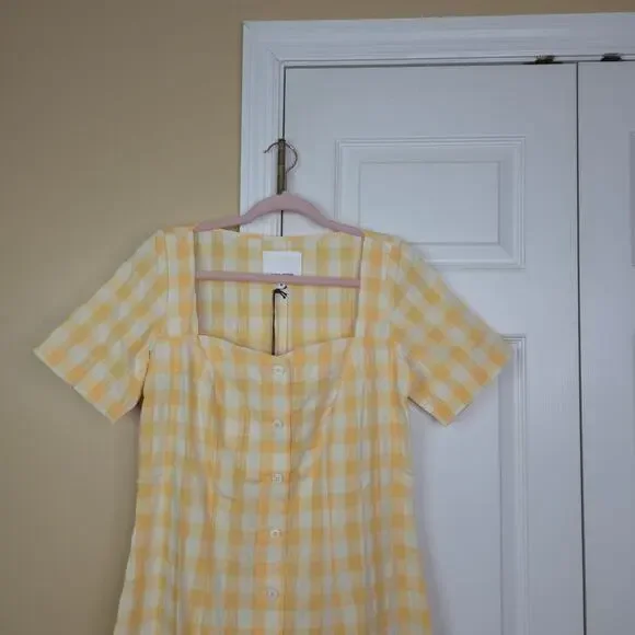Rita Row Maria Mini Dress in Yellow White Gingham Size M - Picture 4 of 9